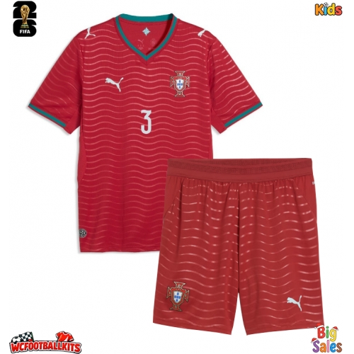 Portugal Ruben Dias #3 Replica Home Stadium Kit for Kids World Cup 2026 Short Sleeve (+ pants)